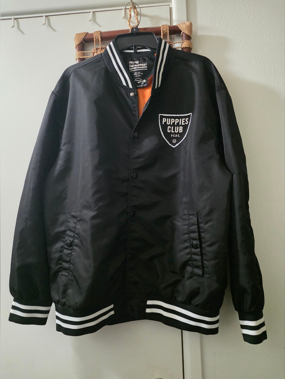 Puppies Make Me Happy Men's Bomber Jacket Size Large Pre-Owned